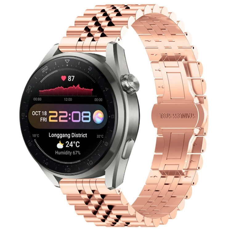 For Huawei Watch3 Pro New Five Bull Half Round Stainless Steel Watch Band + Strap Removal Tool