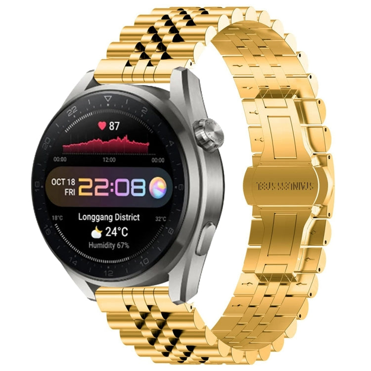 For Huawei Watch3 Pro New Five Bull Half Round Stainless Steel Watch Band + Strap Removal Tool