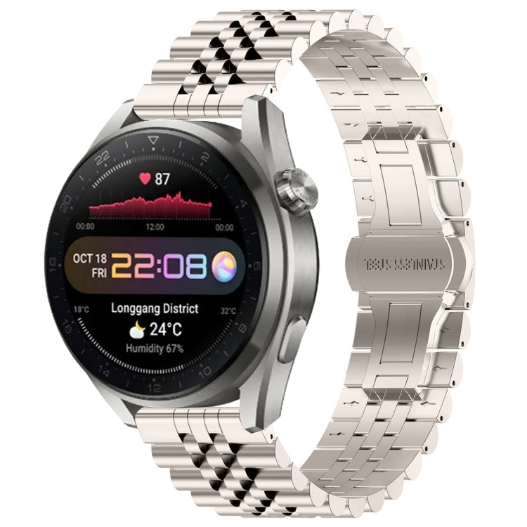 For Huawei Watch3 Pro New Five Bull Half Round Stainless Steel Watch Band + Strap Removal Tool