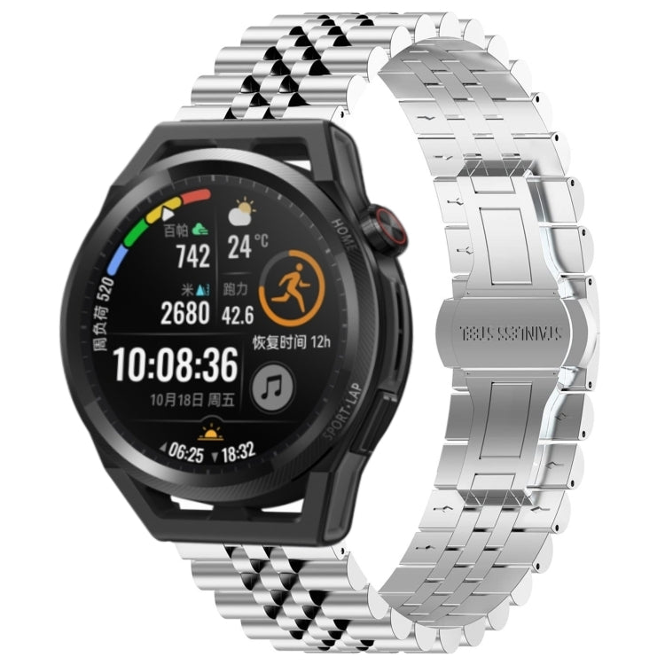 For Huawei Watch GT Runner Five Bull Half Round Stainless Steel Watch Band + Strap Removal Tool