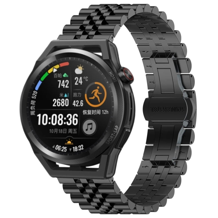 For Huawei Watch GT Runner Five Bull Half Round Stainless Steel Watch Band + Strap Removal Tool