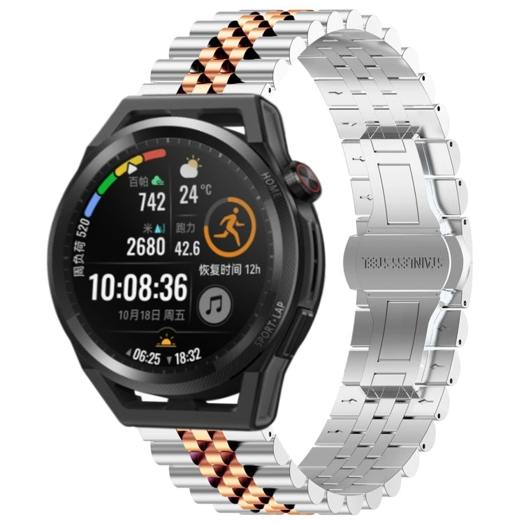 For Huawei Watch GT Runner Five Bull Half Round Stainless Steel Watch Band + Strap Removal Tool