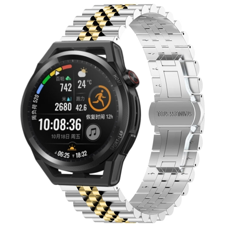 For Huawei Watch GT Runner Five Bull Half Round Stainless Steel Watch Band + Strap Removal Tool