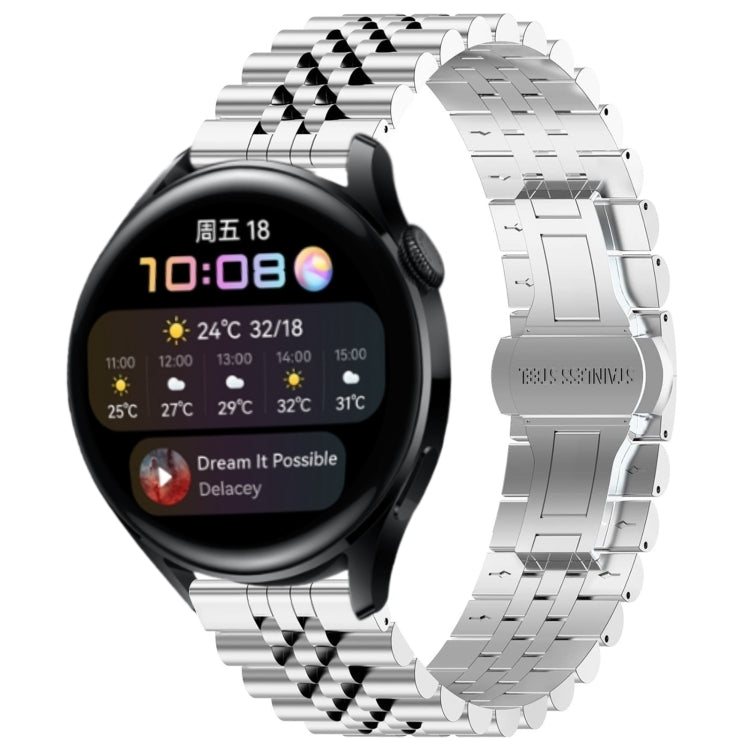 For Huawei Watch 3 / 3 Pro Five Bull Half Round Stainless Steel Watch Band + Strap Removal Tool