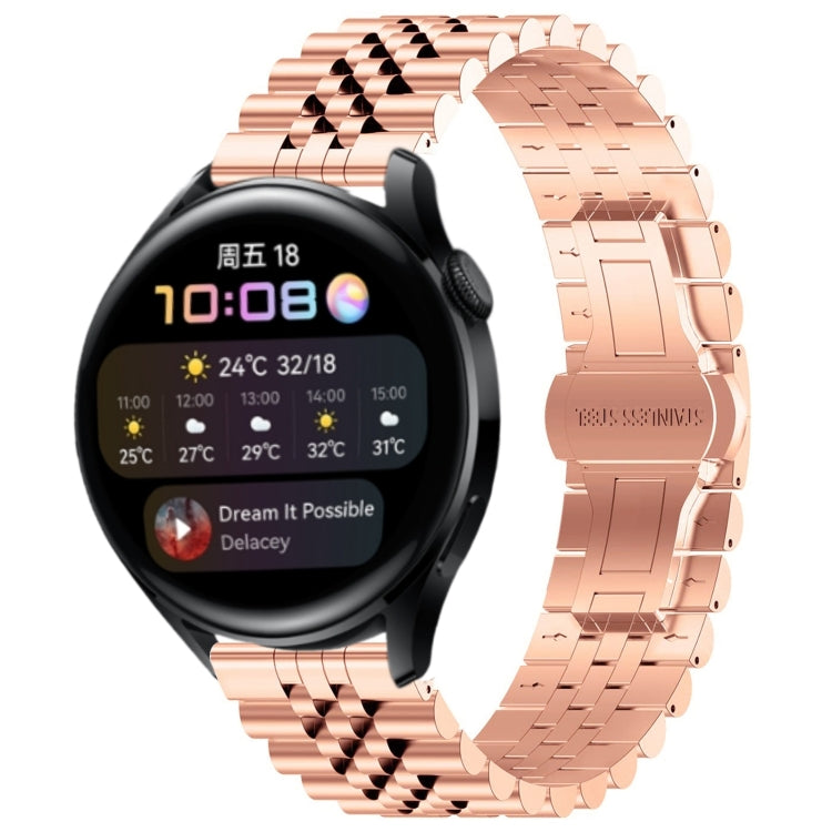 For Huawei Watch 3 / 3 Pro Five Bull Half Round Stainless Steel Watch Band + Strap Removal Tool