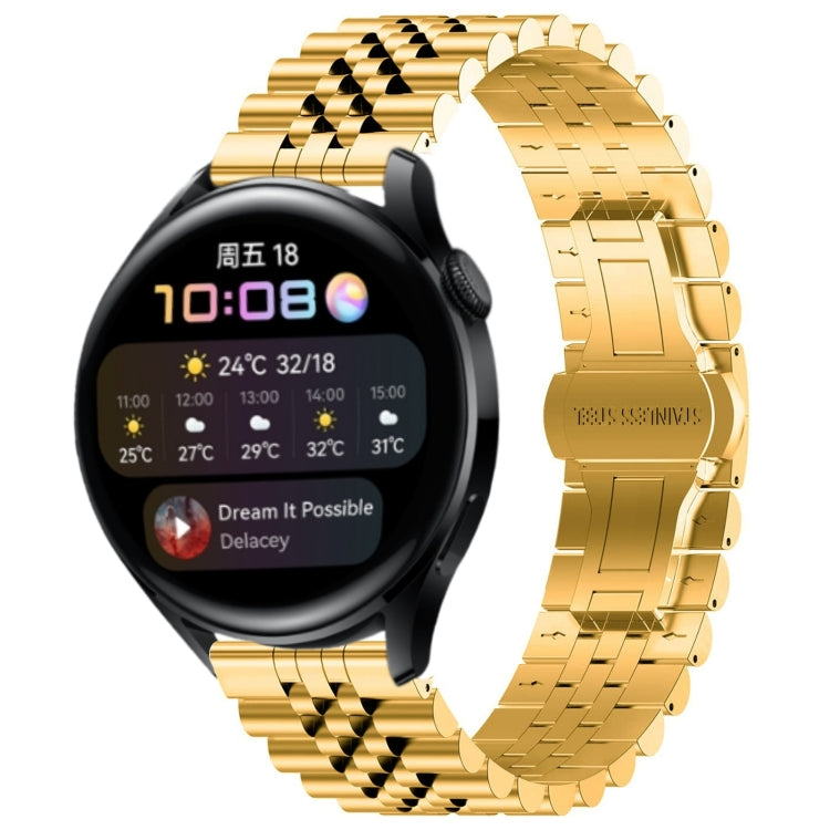 For Huawei Watch 3 / 3 Pro Five Bull Half Round Stainless Steel Watch Band + Strap Removal Tool