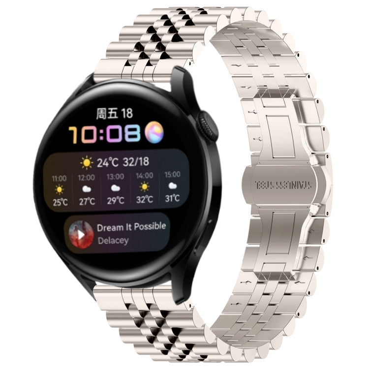 For Huawei Watch 3 / 3 Pro Five Bull Half Round Stainless Steel Watch Band + Strap Removal Tool