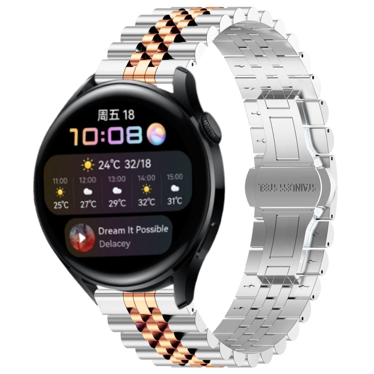 For Huawei Watch 3 / 3 Pro Five Bull Half Round Stainless Steel Watch Band + Strap Removal Tool