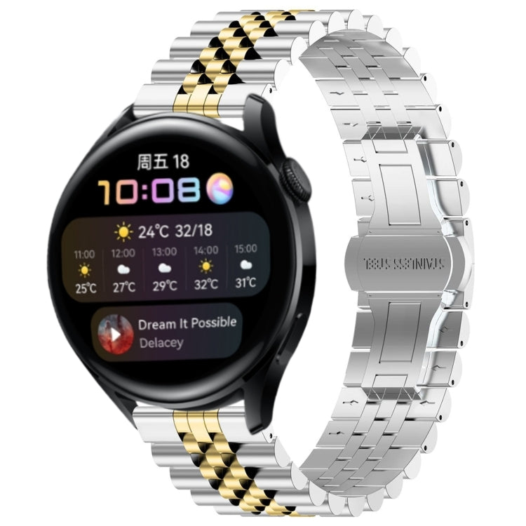 For Huawei Watch 3 / 3 Pro Five Bull Half Round Stainless Steel Watch Band + Strap Removal Tool