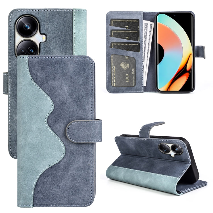 For Realme 10 Pro+ Stitching Horizontal Flip Leather Phone Case
