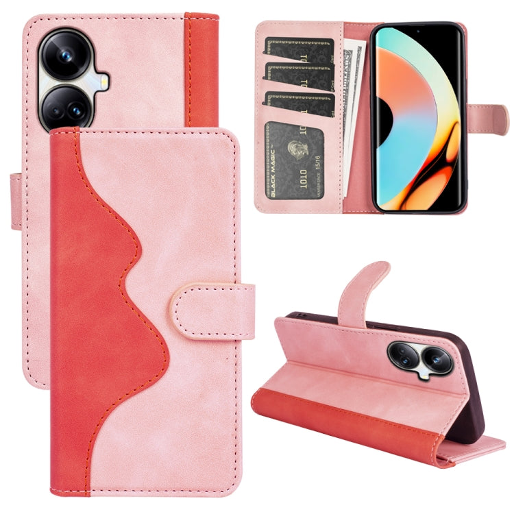 For Realme 10 Pro+ Stitching Horizontal Flip Leather Phone Case