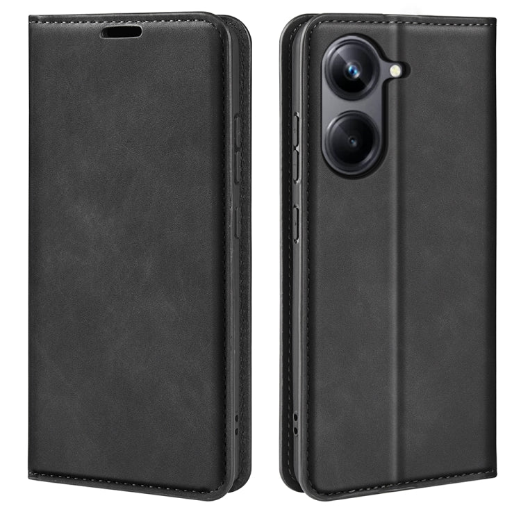 For Realme 10 Pro Retro-skin Magnetic Suction Leather Phone Case