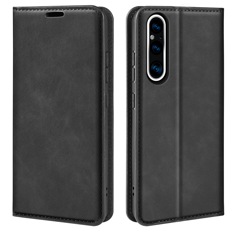 For Sony Xperia 1 V  Retro-skin  Magnetic Suction Leather Phone Case
