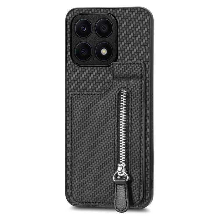 For Honor X8A Carbon Fiber Vertical Flip Zipper Phone Case