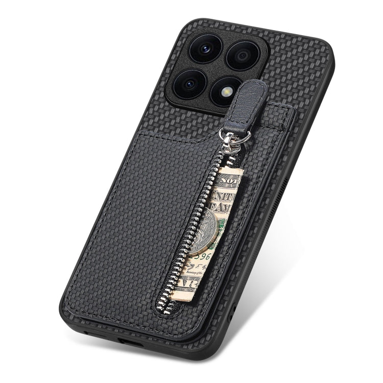 For Honor X8A Carbon Fiber Vertical Flip Zipper Phone Case
