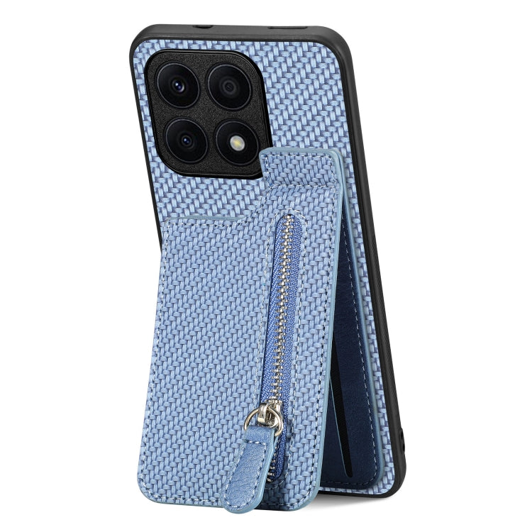 For Honor X8A Carbon Fiber Vertical Flip Zipper Phone Case