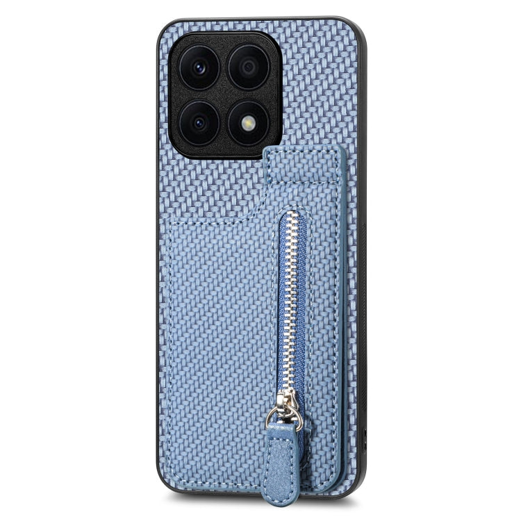 For Honor X8A Carbon Fiber Vertical Flip Zipper Phone Case