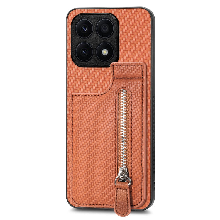 For Honor X8A Carbon Fiber Vertical Flip Zipper Phone Case