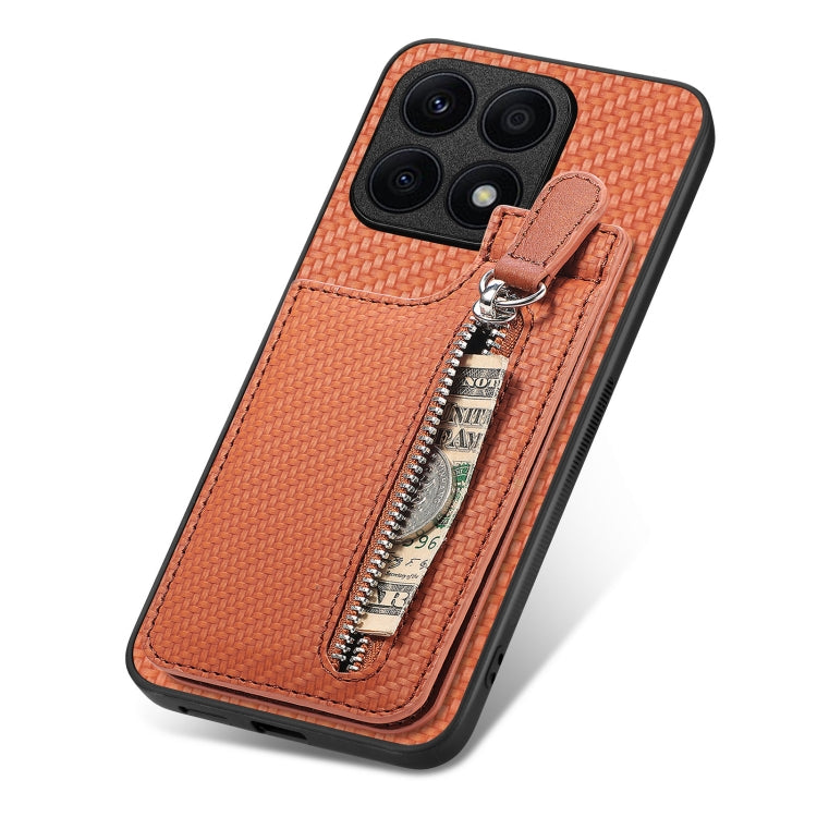 For Honor X8A Carbon Fiber Vertical Flip Zipper Phone Case