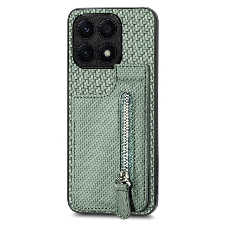 For Honor X8A Carbon Fiber Vertical Flip Zipper Phone Case