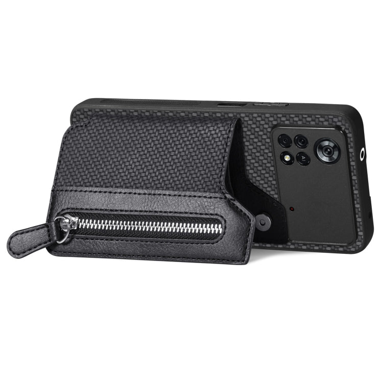 For Xiaomi Poco X4 Pro 5G Carbon Fiber Horizontal Flip Zipper Wallet Phone Case