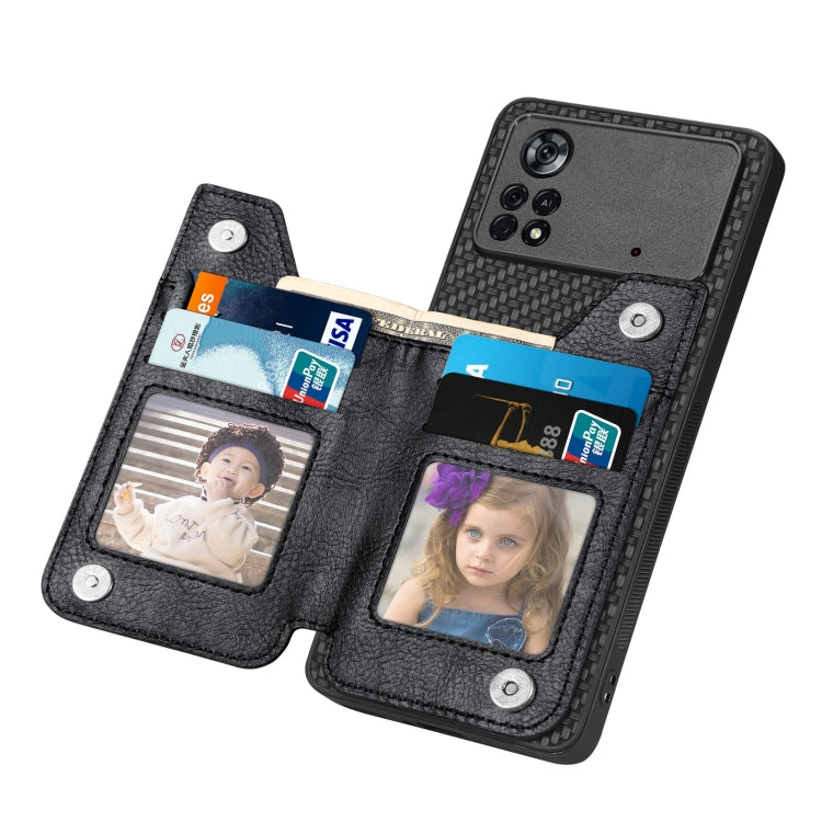 For Xiaomi Poco X4 Pro 5G Carbon Fiber Horizontal Flip Zipper Wallet Phone Case