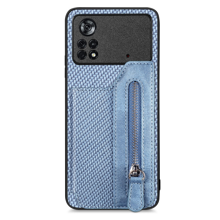 For Xiaomi Poco X4 Pro 5G Carbon Fiber Horizontal Flip Zipper Wallet Phone Case