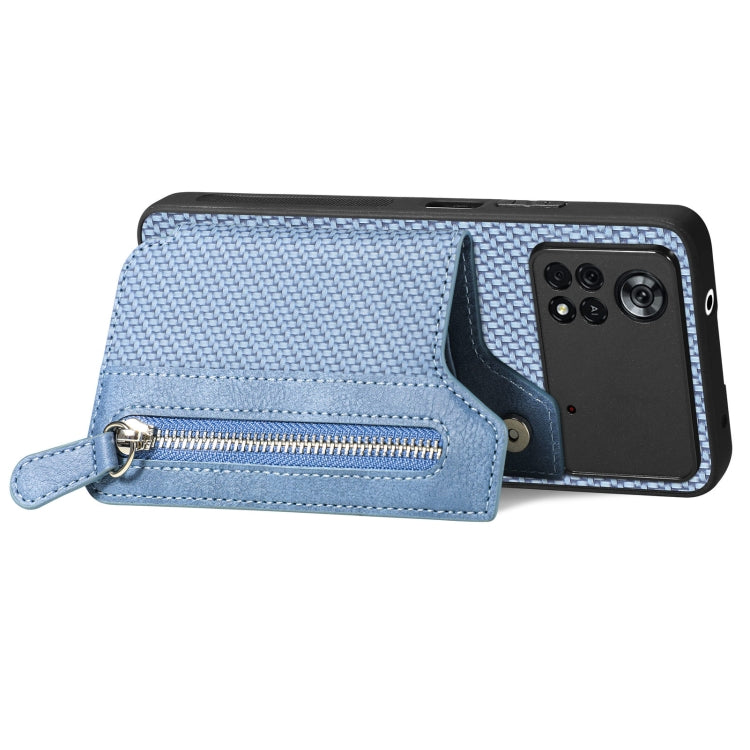 For Xiaomi Poco X4 Pro 5G Carbon Fiber Horizontal Flip Zipper Wallet Phone Case
