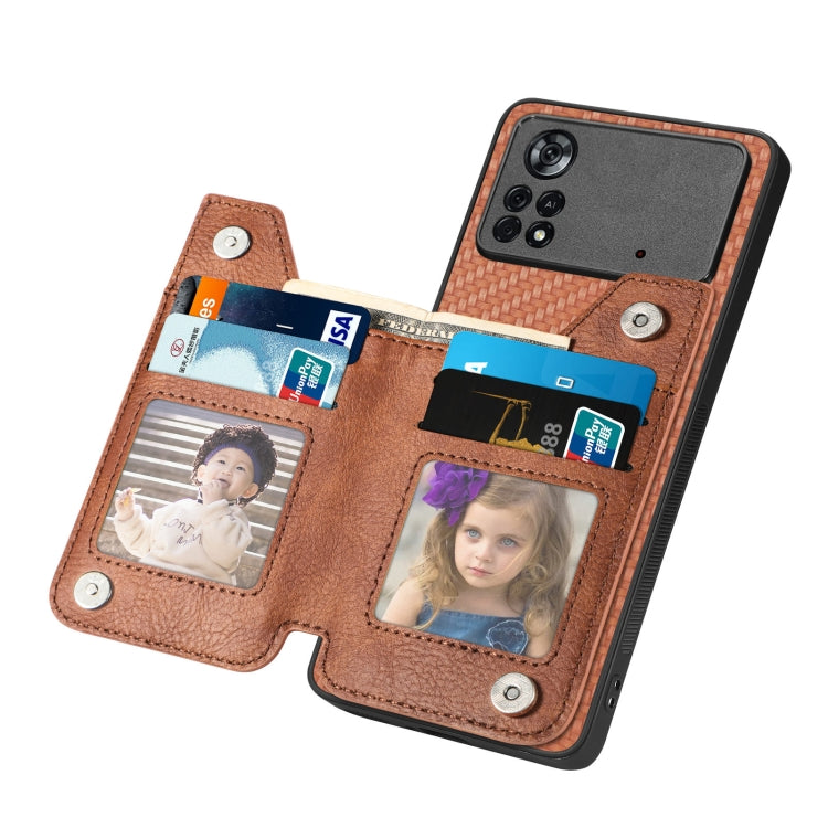 For Xiaomi Poco X4 Pro 5G Carbon Fiber Horizontal Flip Zipper Wallet Phone Case
