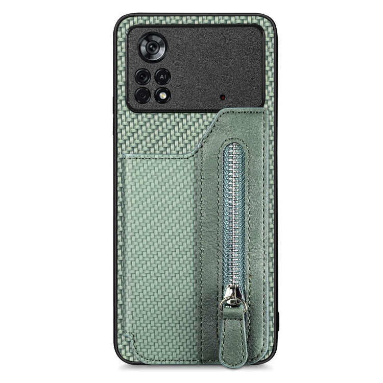 For Xiaomi Poco X4 Pro 5G Carbon Fiber Horizontal Flip Zipper Wallet Phone Case