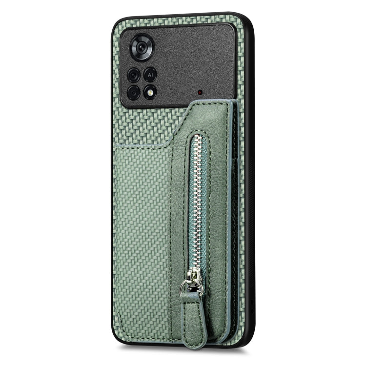 For Xiaomi Poco X4 Pro 5G Carbon Fiber Horizontal Flip Zipper Wallet Phone Case