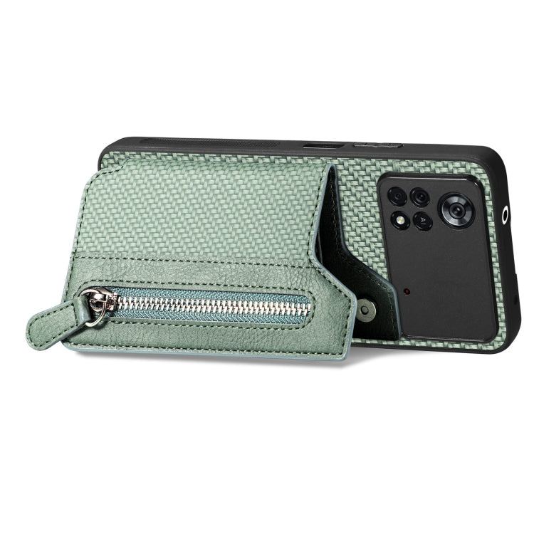 For Xiaomi Poco X4 Pro 5G Carbon Fiber Horizontal Flip Zipper Wallet Phone Case