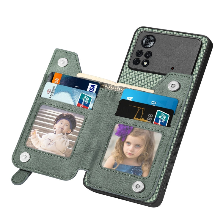 For Xiaomi Poco X4 Pro 5G Carbon Fiber Horizontal Flip Zipper Wallet Phone Case