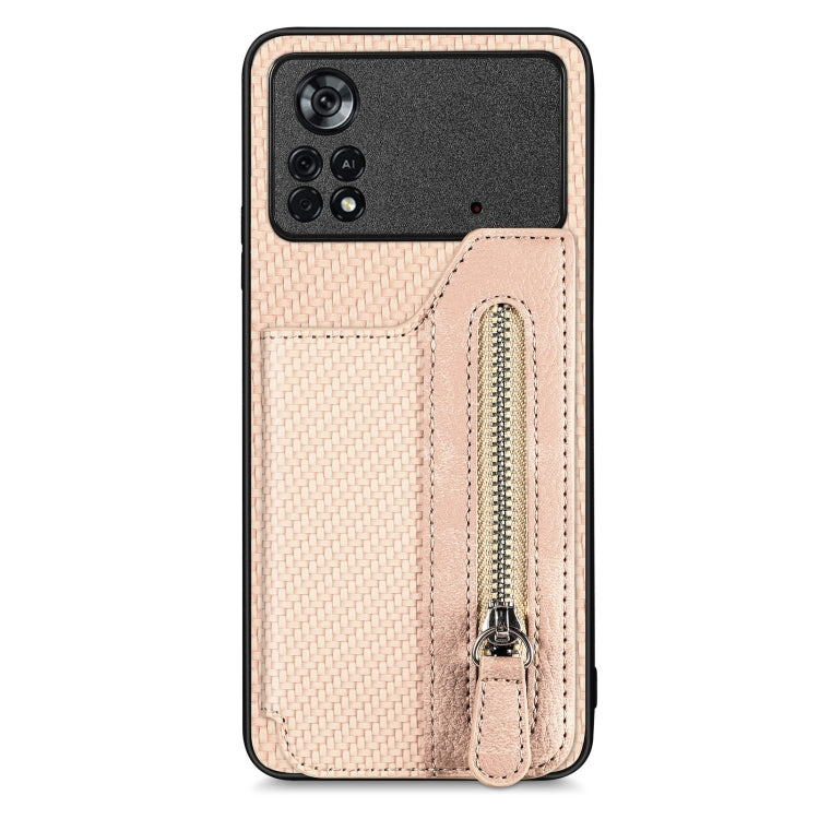 For Xiaomi Poco X4 Pro 5G Carbon Fiber Horizontal Flip Zipper Wallet Phone Case