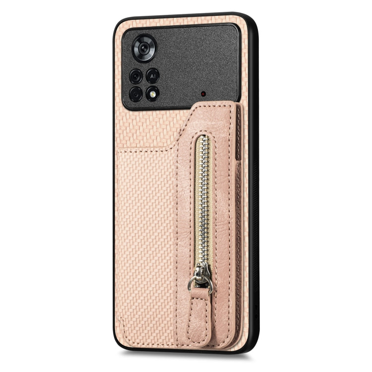 For Xiaomi Poco X4 Pro 5G Carbon Fiber Horizontal Flip Zipper Wallet Phone Case