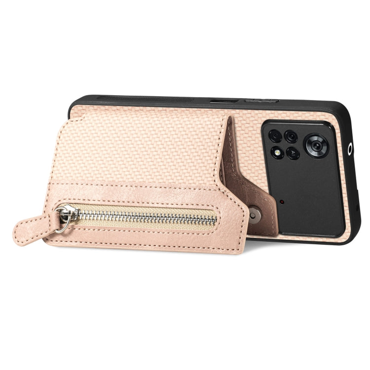 For Xiaomi Poco X4 Pro 5G Carbon Fiber Horizontal Flip Zipper Wallet Phone Case