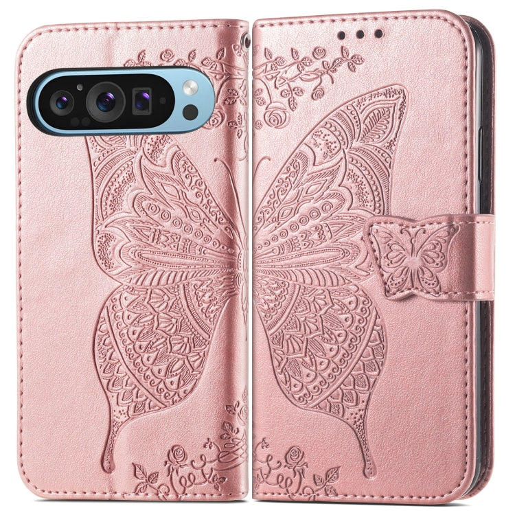 For Google Pixel 9 Butterfly Love Flower Embossed Leather Phone Case