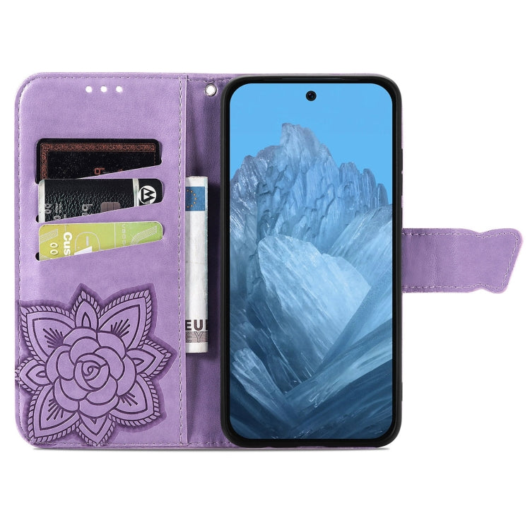 For Google Pixel 9 Butterfly Love Flower Embossed Leather Phone Case