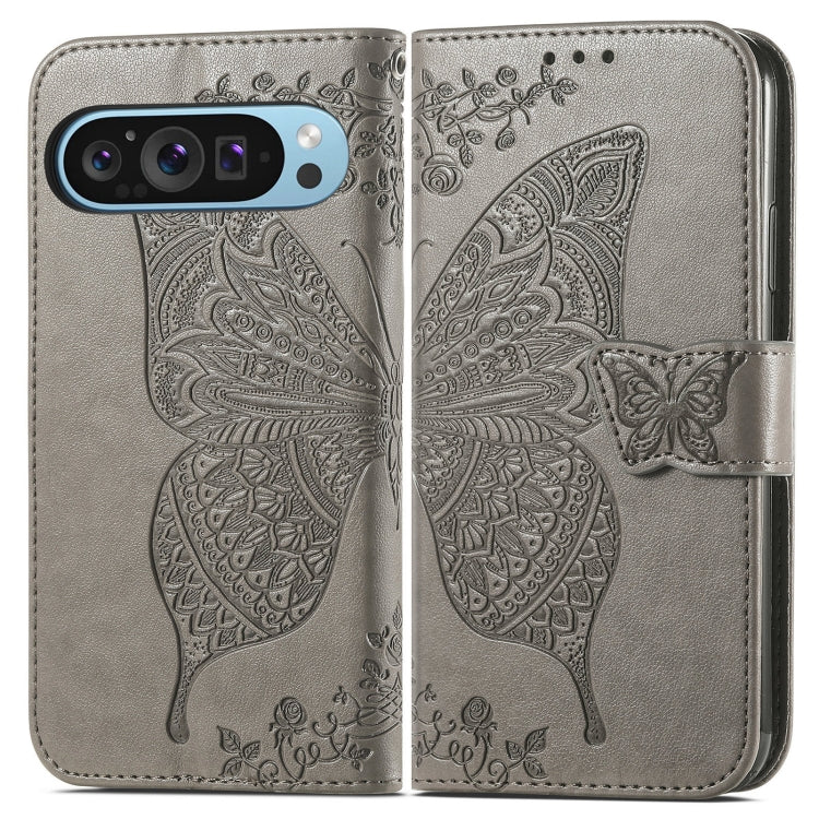 For Google Pixel 9 Butterfly Love Flower Embossed Leather Phone Case
