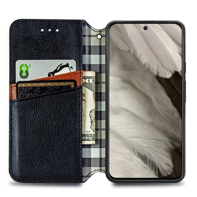 For Google Pixel 8 Cubic Grid Pressed Magnetic Leather Phone Case