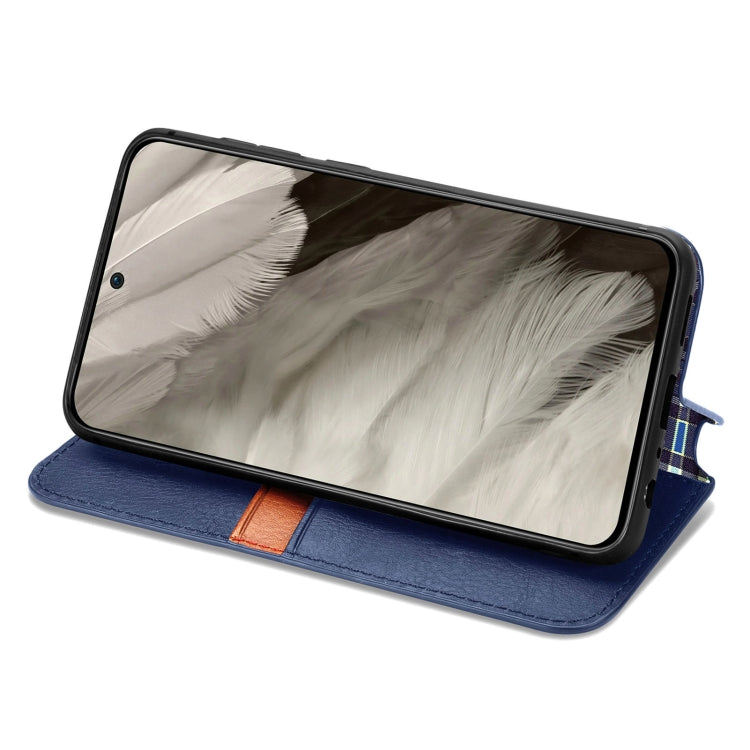 For Google Pixel 8 Cubic Grid Pressed Magnetic Leather Phone Case