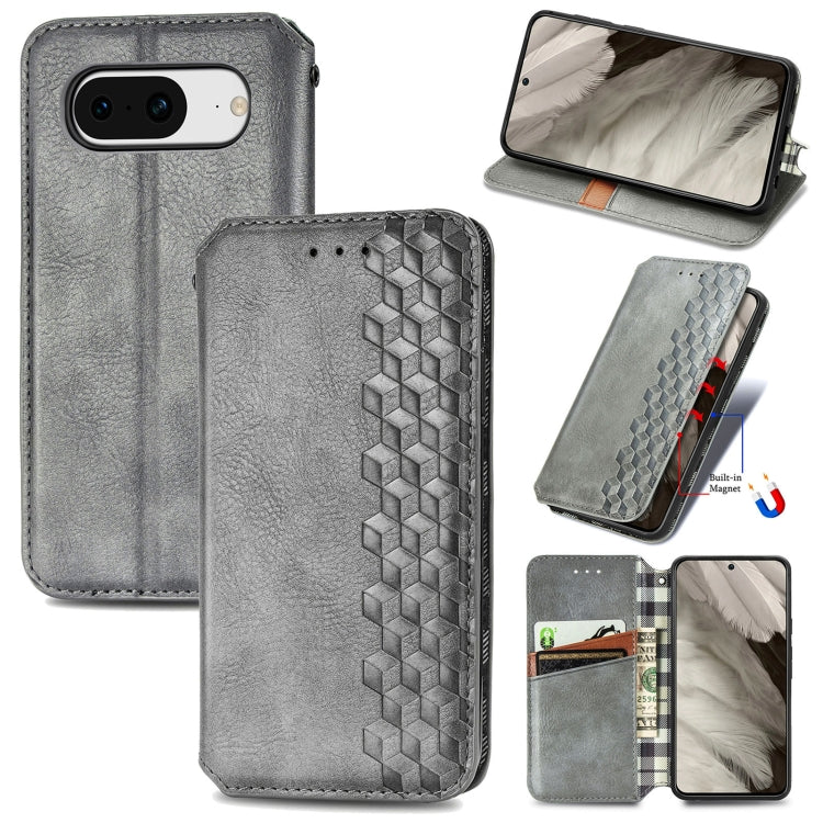 For Google Pixel 8 Cubic Grid Pressed Magnetic Leather Phone Case