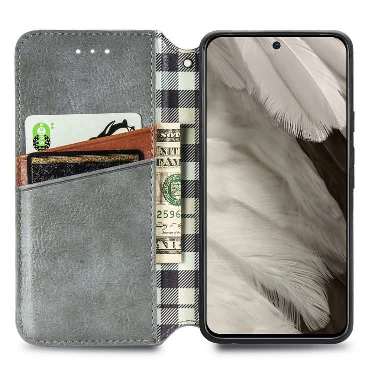 For Google Pixel 8 Cubic Grid Pressed Magnetic Leather Phone Case