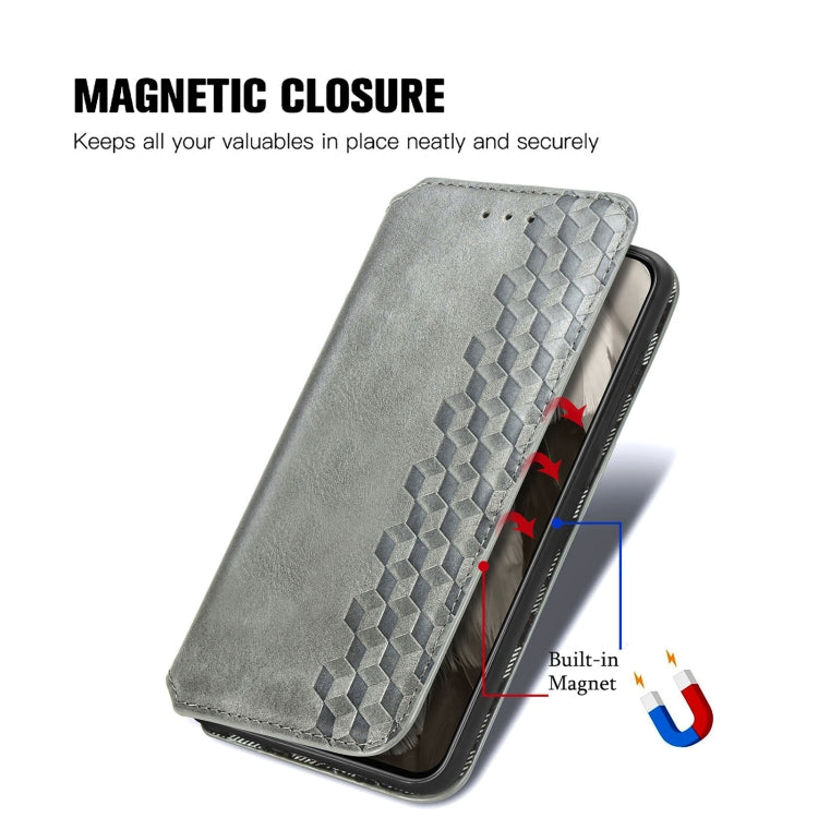 For Google Pixel 8 Cubic Grid Pressed Magnetic Leather Phone Case
