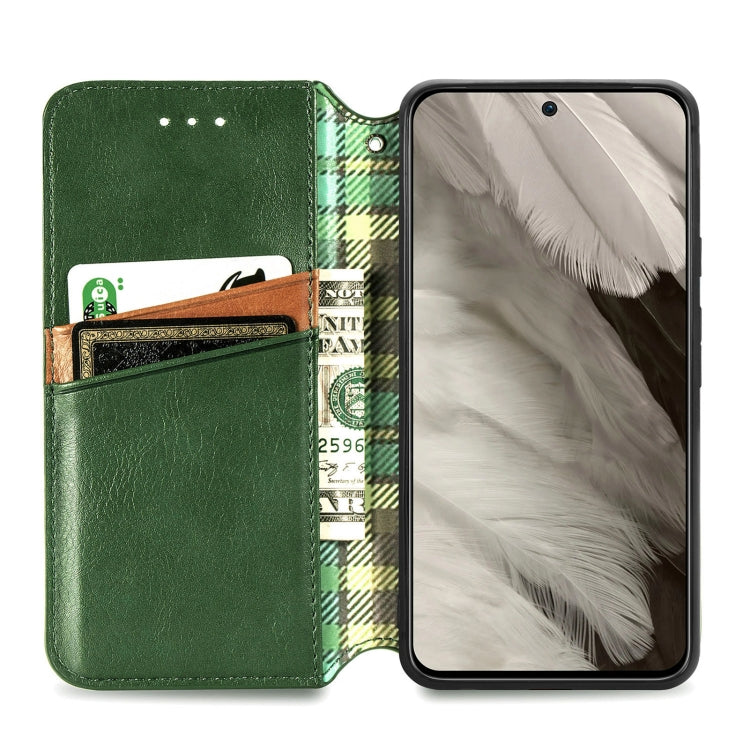 For Google Pixel 8 Cubic Grid Pressed Magnetic Leather Phone Case