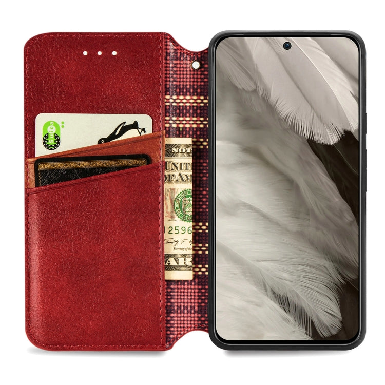 For Google Pixel 8 Cubic Grid Pressed Magnetic Leather Phone Case