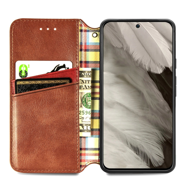 For Google Pixel 8 Cubic Grid Pressed Magnetic Leather Phone Case