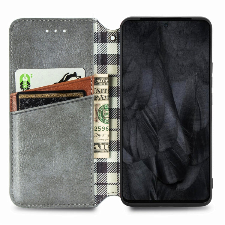 For Google Pixel 8 Pro Cubic Grid Pressed Magnetic Leather Phone Case