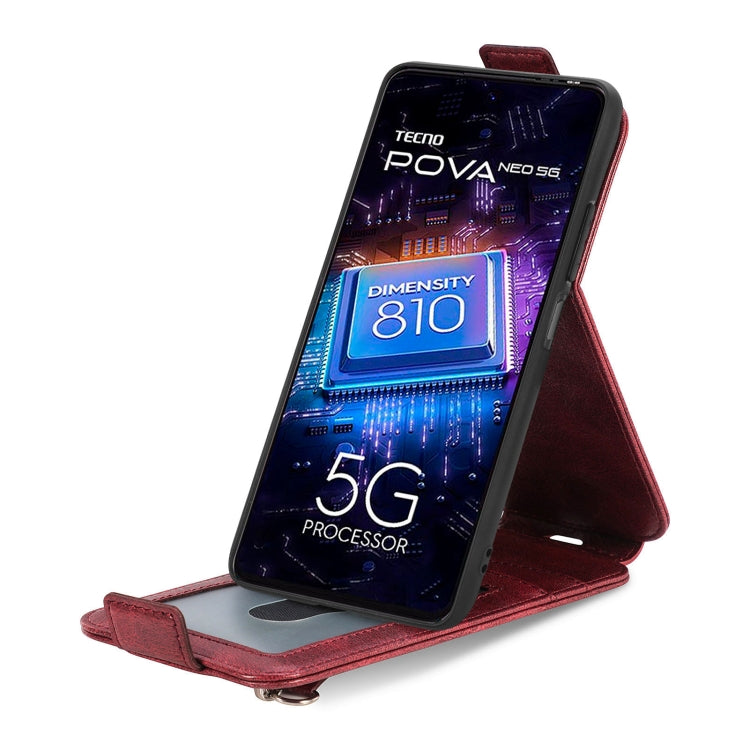 For Tecno Pova Neo 5G Zipper Wallet Vertical Flip Leather Phone Case