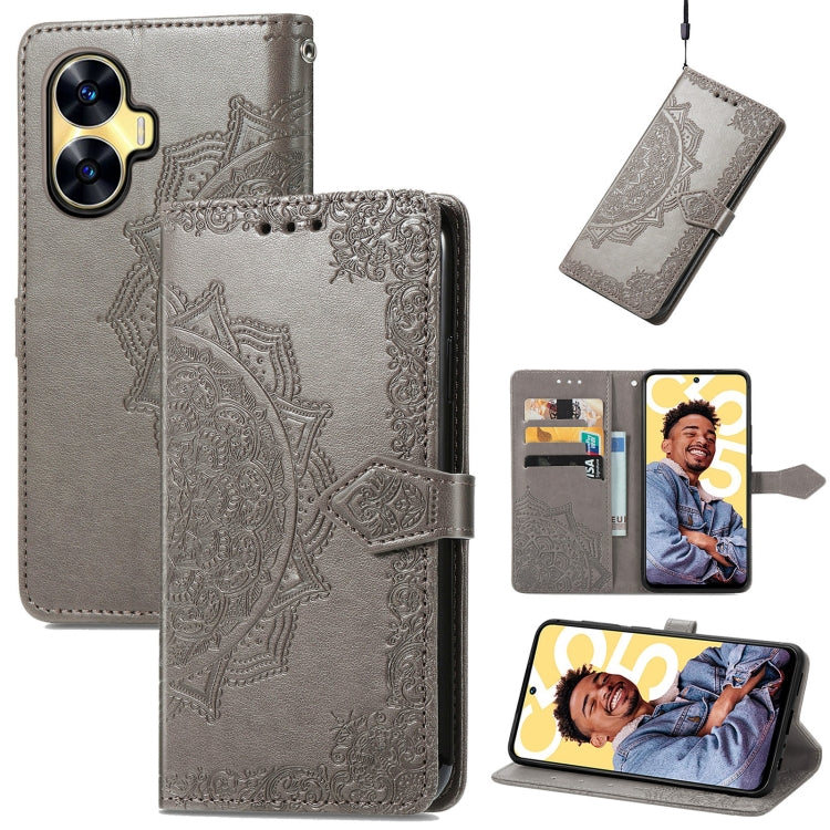 For Realme C55 Mandala Flower Embossed Leather Phone Case